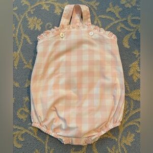 Pink Gingham Baby Bubble Romper with Ruffle Trim